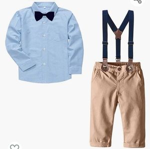 Toddler Dress shirt, Bowtie, Khakis and Suspenders